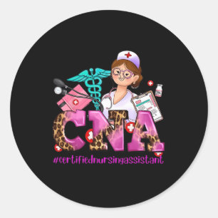 Cna Heart Stethoscope Pink Ribbon Breast Cancer Aw Classic Round Sticker