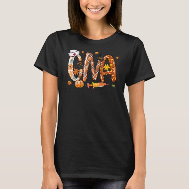 CNA Leopard Leopard Plaid Pilgrim Hat Fall Thanksg T-Shirt (Front)