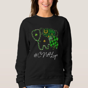 Cna Life Nurse Stetoscope Leopard Shamrock St Patr Sweatshirt