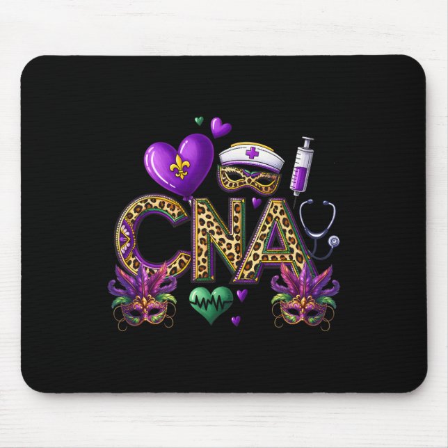Cna Mardi Gras Certified Nursing Istant Mardil Gra Mouse Mat (Front)