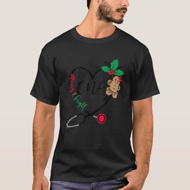 Cna Merry And Bright Christmas Happy New Year  T-Shirt (Front)
