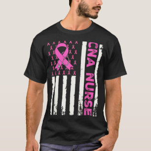 CNA Nurse American Flag Breast Cancer Awareness T-Shirt