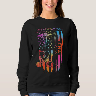 CNA Nurse Appreciation Week Gift USA Flag 4th of J Sweatshirt
