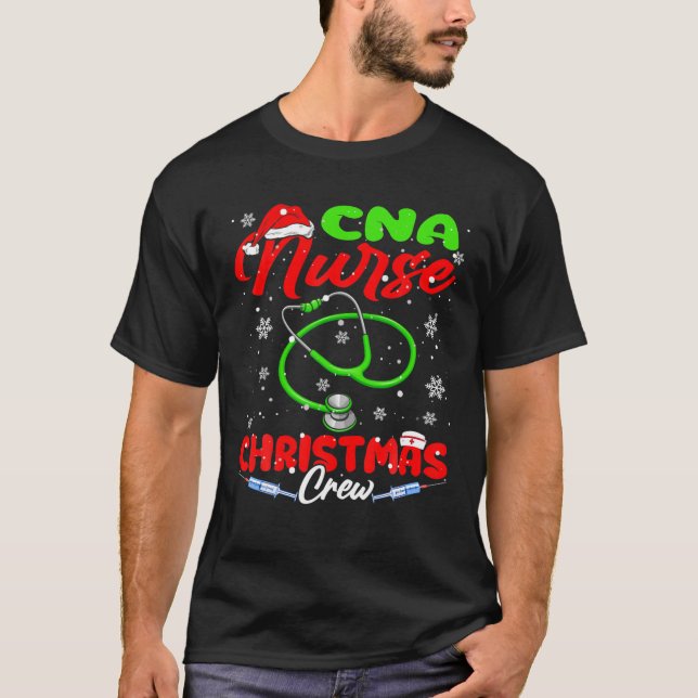 CNA Nurse Christmas Crew Funny Santa Nurse Nursing T-Shirt (Front)