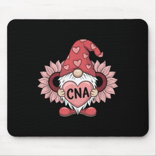 Cna Nurse Gnome Holding Heart Sunflower Valentines Mouse Mat