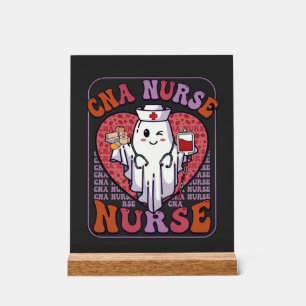 Cna Nurse Halloween Ghost Stethoscope Blood Bag Acrylic Sign