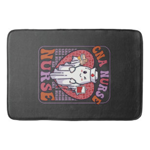 Cna Nurse Halloween Ghost Stethoscope Blood Bag Bath Mat