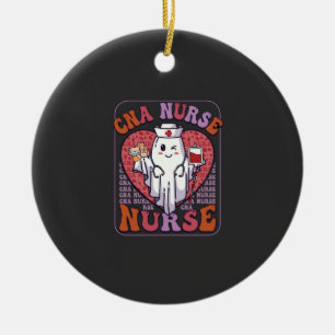 Cna Nurse Halloween Ghost Stethoscope Blood Bag Ceramic Tree Decoration