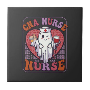 Cna Nurse Halloween Ghost Stethoscope Blood Bag Tile