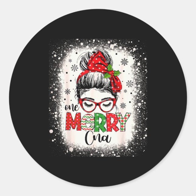 Cna Nurse Messy Bun Nurse's Aid Christmas  Classic Round Sticker (Front)
