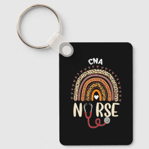 Cna Nurse Rainbow Leopard Print Nurse Day Costume  Key Ring