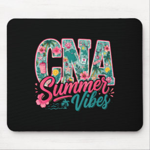 Cna nurse summer vibes floral beach hawaii nursing mouse mat