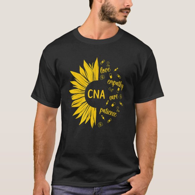CNA Nurse Sunflower Certified Nursing Assistant T-Shirt (Front)