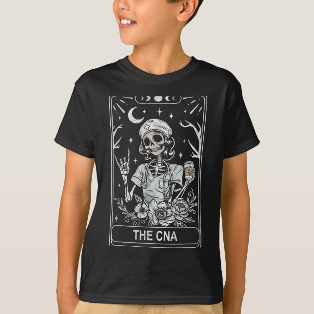 CNA Skeleton Certified Nurse istant Tarot Card T-Shirt (Front)