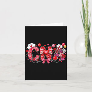Cna Valentine Coquette Bow Stethoscope Nurse Girl Card