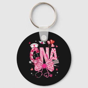 Cna Valentine Coquette Bow Stethoscope Nurse Girl Key Ring
