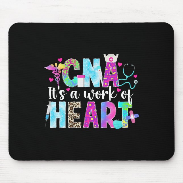 Cna Work Of Heart Certified Nursing Istant Cna Nur Mouse Mat (Front)