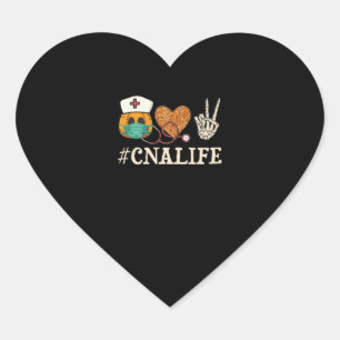 CNAlife Peace Love CNA Halloween Nurse Pumpkin Hea Heart Sticker