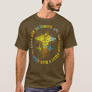 Cnas Are Sunshine Mied Hurricane Funny Nurse Steth T-Shirt