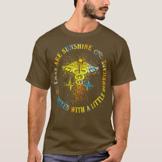 Cnas Are Sunshine Mied Hurricane Funny Nurse Steth T-Shirt