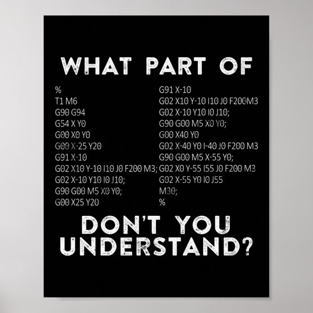 CNC Machinist What Part Of Don't You Understand? Poster (Front)