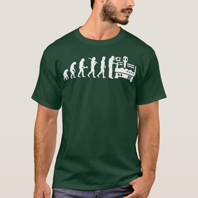 CNC Operator Evolution CNC Machinist Premium T-Shirt (Front)