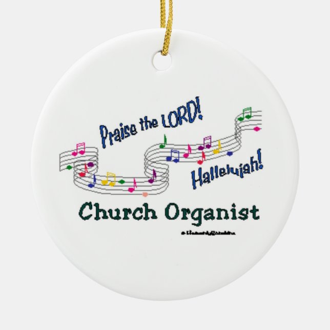 Cnotes Church Organist Ceramic Tree Decoration (Front)