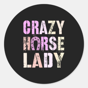 Cny 2026 Crazy Horse Lady Powered Lunar Energy Cny Classic Round Sticker