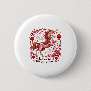 Cny 2026 Horse Year Just Girl Who Loves Unicorns L 6 Cm Round Badge