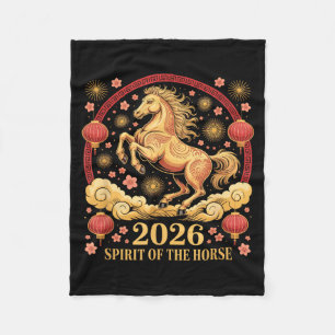 Cny 2026 Spirit Of The Horse Lady Fortune Cowgirl  Fleece Blanket