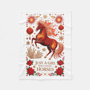 Cny 2026 Year Of Horse Lunar Life Zodiac Riding En Fleece Blanket