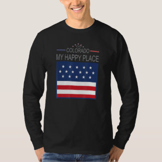 CO Colorado My Happy Place USA States Flag Map T-Shirt