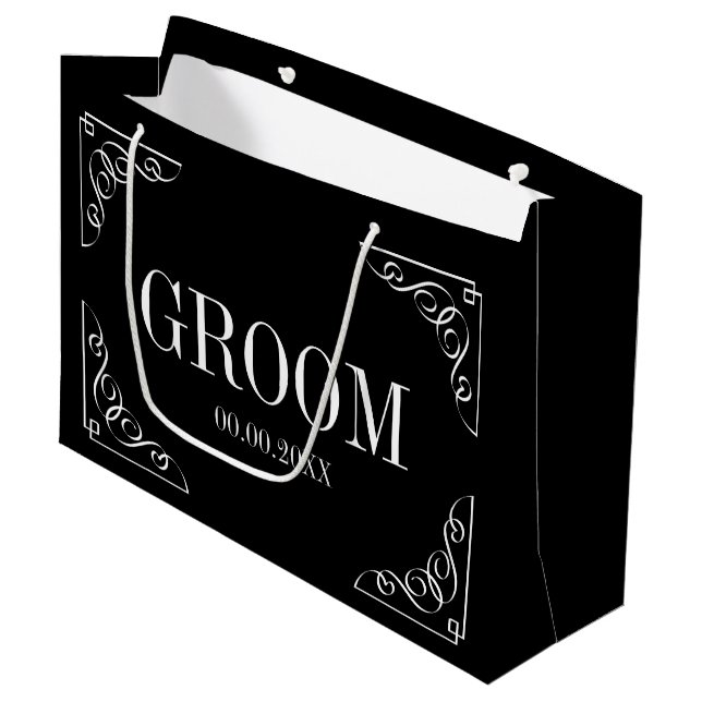 Co-ed bridal party wedding gift bag for groom (Front Angled)