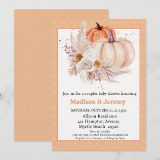 Co Ed Pumpkins Boho Gender Neutral Baby Shower   Invitation