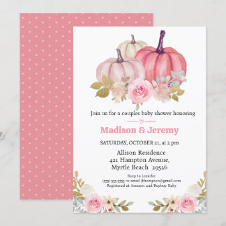 Co Ed Pumpkins Pink Girls Baby Shower Invitation