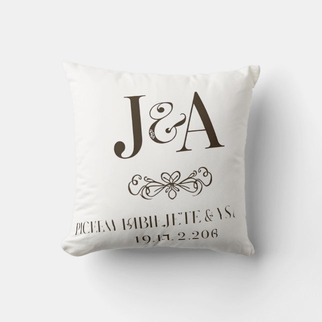 Co-Joined Initials Couple Monogram Print with Cust Cushion (Front)
