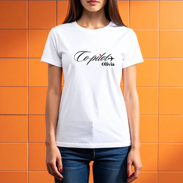 Co-Pilot Airplane Couple Matching Simple Custom T-Shirt (Creator Uploaded)