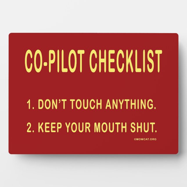 Co-Pilot Checklist: Home: Signs: Plaque (Front)