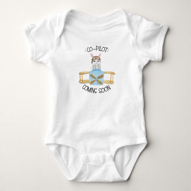 Co-pilot Coming Soon New Baby Gift, Plane Bodysuit (Front)