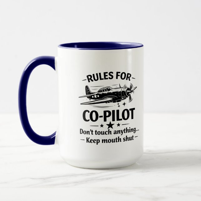 Co-Pilot Rules WWII Plane Humour Tee Mug (Left)