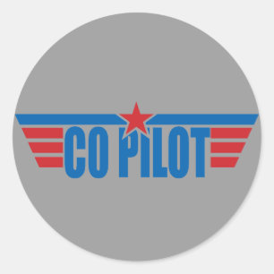 Co-Pilot Wings Badge - Aviation Classic Round Sticker