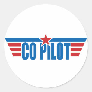 Co-Pilot Wings Badge - Aviation Classic Round Sticker