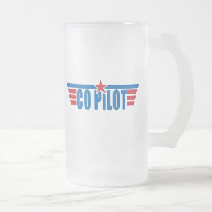 Co-Pilot Wings Badge - Aviation Frosted Glass Beer Mug