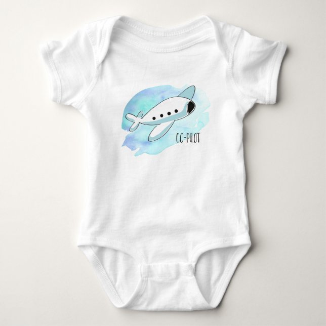 Co-Pilot with Plane Baby Bodysuit (Front)