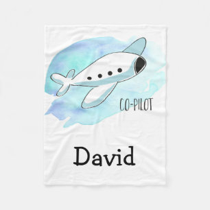 Co-Pilot with Plane Personalised Fleece Blanket