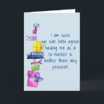 Co-Worker Colleague Funny Birthday Card<br><div class="desc">It may be personalised by clicking the customise button and changing the name, initials or words. You may also change the text colour and style or delete the text for an image only design. Contact me at colorflowcreations@gmail.com if you with to have this design on another product. Purchase my original...</div>