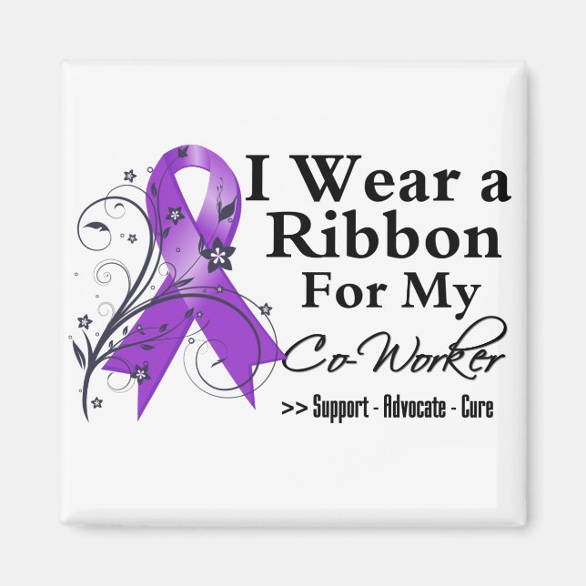 Co-Worker Purple Ribbon - Pancreatic Cancer Magnet (Front)