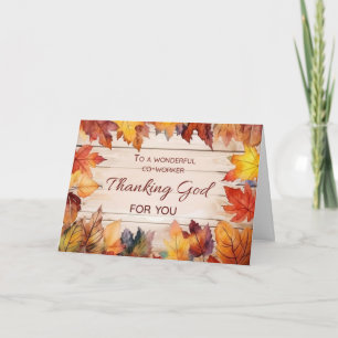 Co Worker Thanksgiving Thanking God Autumn Leaves Card