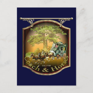 Coach and Horses Pub Sign Postcard