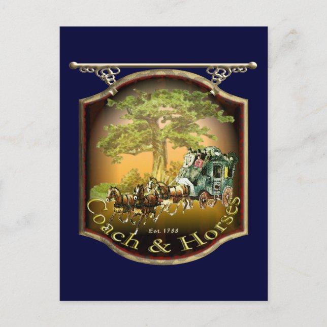 Coach and Horses Pub Sign Postcard (Front)